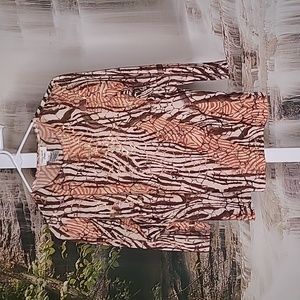 Laura Ashley Womens Small petite animal print striped dressy top